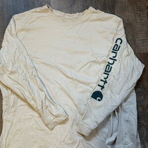 Carhartt Men's Beige Long Sleeve Tee with Logo